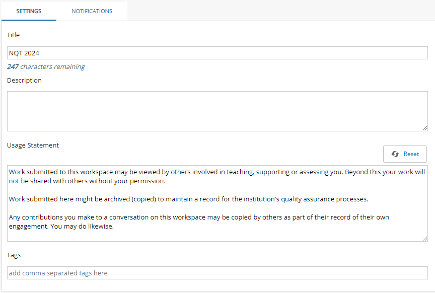 ATLAS Workspace Settings ATLAS Workspace Settings